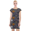 Halloween Bat Pattern Cap Sleeve Bodycon Dress View1