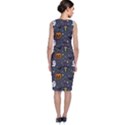 Halloween Bat Pattern Sleeveless Velvet Midi Dress View2