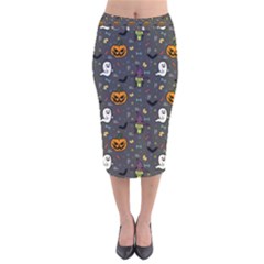 Halloween Bat Pattern Velvet Midi Pencil Skirt by Ndabl3x