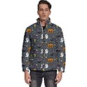 Halloween Bat Pattern Men s Puffer Bubble Jacket Coat View1