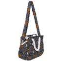 Halloween Bat Pattern Rope Handles Shoulder Strap Bag View2