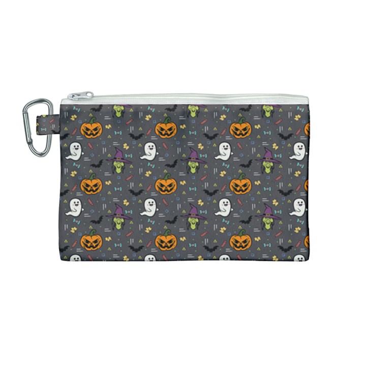 Halloween Bat Pattern Canvas Cosmetic Bag (Medium)