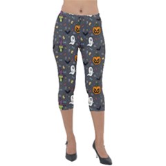 Halloween Bat Pattern Lightweight Velour Capri Leggings  by Ndabl3x