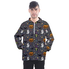 Halloween Bat Pattern Men s Half Zip Pullover