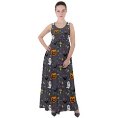 Halloween Bat Pattern Empire Waist Velour Maxi Dress by Ndabl3x