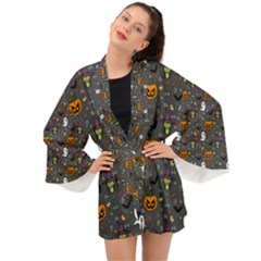 Halloween Bat Pattern Long Sleeve Kimono by Ndabl3x