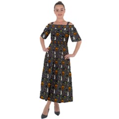 Halloween Bat Pattern Shoulder Straps Boho Maxi Dress  by Ndabl3x