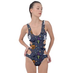 Halloween Bat Pattern Side Cut Out Swimsuit by Ndabl3x