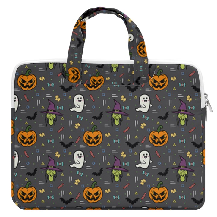 Halloween Bat Pattern MacBook Pro 13  Double Pocket Laptop Bag