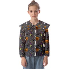 Halloween Bat Pattern Kids  Peter Pan Collar Blouse by Ndabl3x