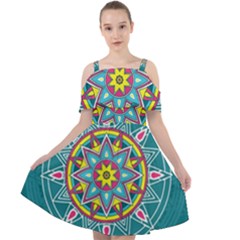 Abstract Digital Artwork Cut Out Shoulders Chiffon Dress by Ndabl3x