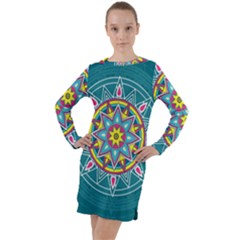 Abstract Digital Artwork Long Sleeve Hoodie Dress