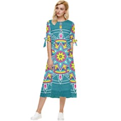 Abstract Digital Artwork Bow Sleeve Chiffon Midi Dress by Ndabl3x