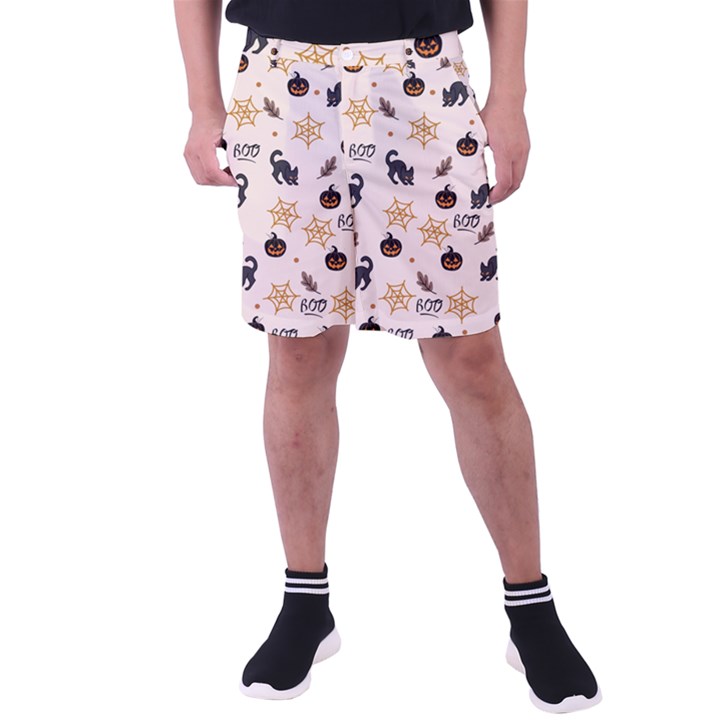 Cat Halloween Pattern Men s Pocket Shorts