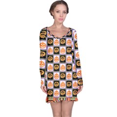 Chess Halloween Pattern Long Sleeve Nightdress by Ndabl3x