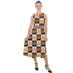 Chess Halloween Pattern Midi Tie-back Chiffon Dress by Ndabl3x