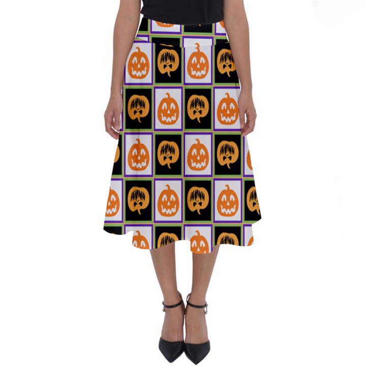 Chess Halloween Pattern Perfect Length Midi Skirt