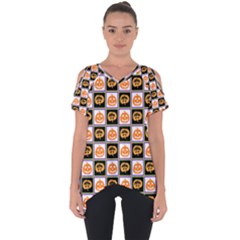 Chess Halloween Pattern Cut Out Side Drop T-shirt by Ndabl3x