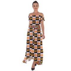 Chess Halloween Pattern Off Shoulder Open Front Chiffon Dress by Ndabl3x