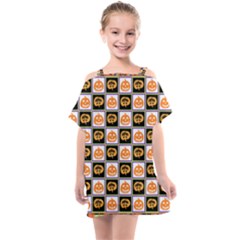 Chess Halloween Pattern Kids  One Piece Chiffon Dress by Ndabl3x