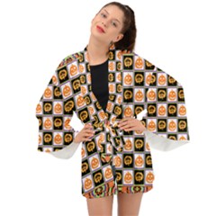 Chess Halloween Pattern Long Sleeve Kimono by Ndabl3x