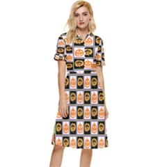 Chess Halloween Pattern Button Top Knee Length Dress by Ndabl3x