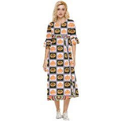 Chess Halloween Pattern Double Cuff Midi Dress by Ndabl3x