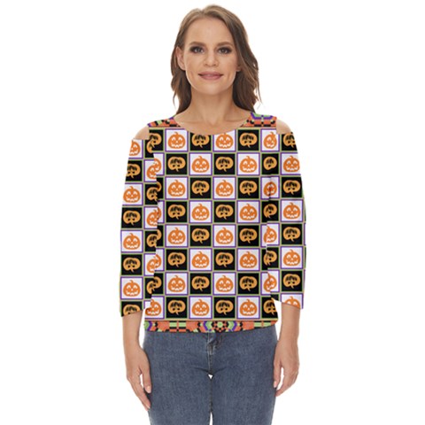 Chess Halloween Pattern Cut Out Wide Sleeve Top by Ndabl3x