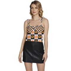 Chess Halloween Pattern Flowy Camisole Tie Up Top by Ndabl3x