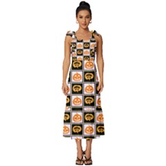 Chess Halloween Pattern Tie-strap Tiered Midi Chiffon Dress by Ndabl3x