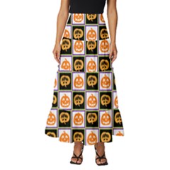 Chess Halloween Pattern Tiered Ruffle Maxi Skirt by Ndabl3x