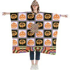 Chess Halloween Pattern Women s Hooded Rain Ponchos by Ndabl3x