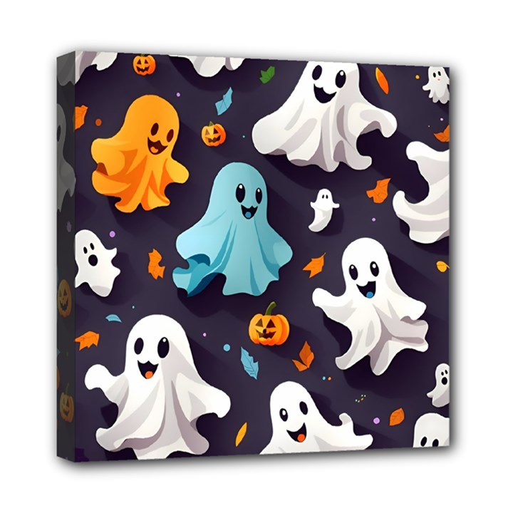 Ghost Pumpkin Scary Mini Canvas 8  x 8  (Stretched)