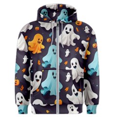 Ghost Pumpkin Scary Men s Zipper Hoodie by Ndabl3x