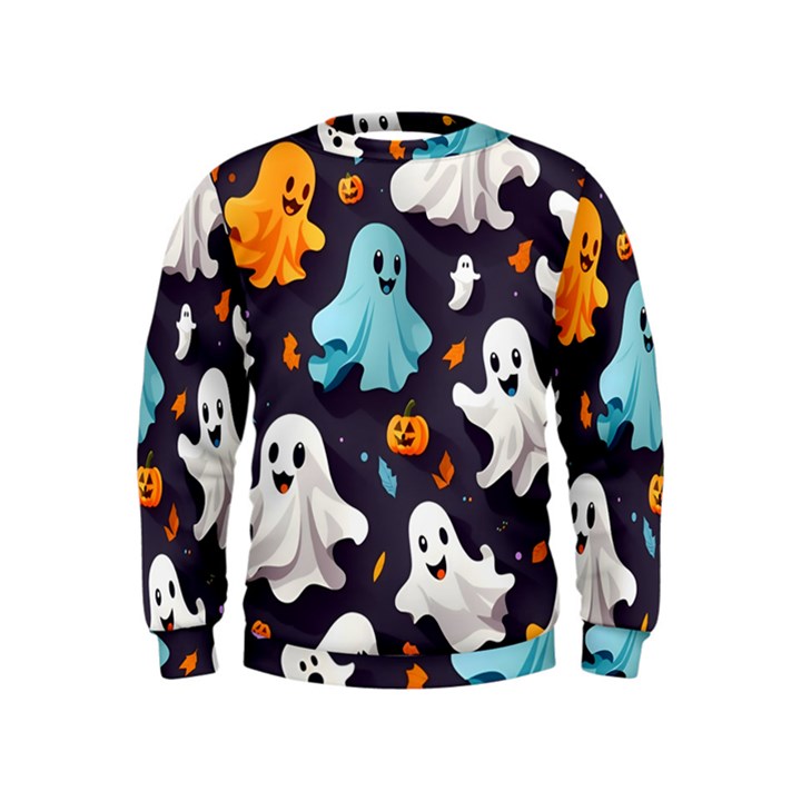 Ghost Pumpkin Scary Kids  Sweatshirt