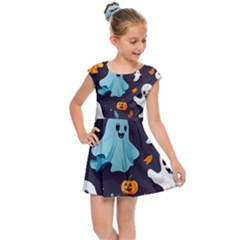 Ghost Pumpkin Scary Kids  Cap Sleeve Dress by Ndabl3x