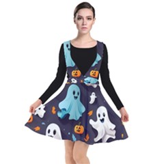 Ghost Pumpkin Scary Plunge Pinafore Dress by Ndabl3x