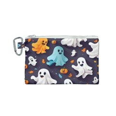 Ghost Pumpkin Scary Canvas Cosmetic Bag (small) by Ndabl3x