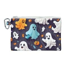 Ghost Pumpkin Scary Canvas Cosmetic Bag (large) by Ndabl3x