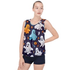 Ghost Pumpkin Scary Bubble Hem Chiffon Tank Top by Ndabl3x