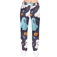 Ghost Pumpkin Scary Women Velvet Drawstring Pants by Ndabl3x