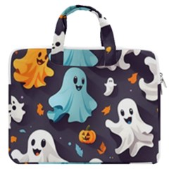 Ghost Pumpkin Scary Macbook Pro 13  Double Pocket Laptop Bag by Ndabl3x