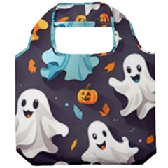 Ghost Pumpkin Scary Foldable Grocery Recycle Bag by Ndabl3x