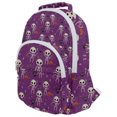 Skull Halloween Pattern Rounded Multi Pocket Backpack by Ndabl3x