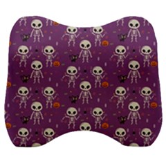 Skull Halloween Pattern Velour Head Support Cushion by Ndabl3x