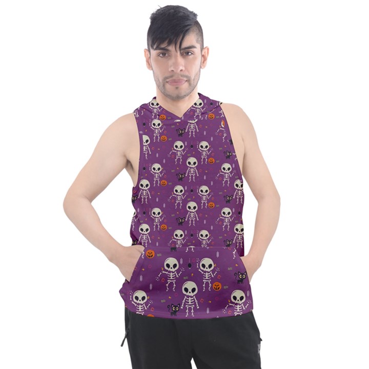 Skull Halloween Pattern Men s Sleeveless Hoodie