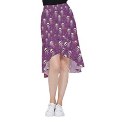 Skull Halloween Pattern Frill Hi Low Chiffon Skirt by Ndabl3x