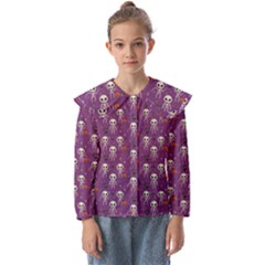 Skull Halloween Pattern Kids  Peter Pan Collar Blouse by Ndabl3x