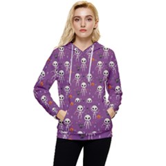 Skull Halloween Pattern Women s Lightweight Drawstring Hoodie by Ndabl3x