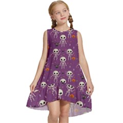 Skull Halloween Pattern Kids  Frill Swing Dress by Ndabl3x